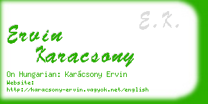 ervin karacsony business card